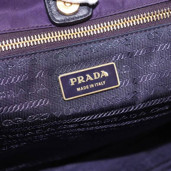 Prada Hand Bag Nylon Purple Gold Auth #155934P31B - Picture 10 of 15